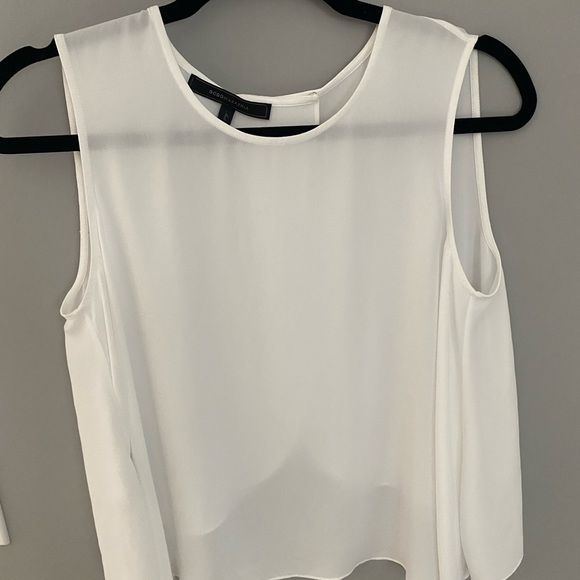 BCBGMaxAzria sheer white, open back tank top.  Gently worn / size small - Picture 6 of 6